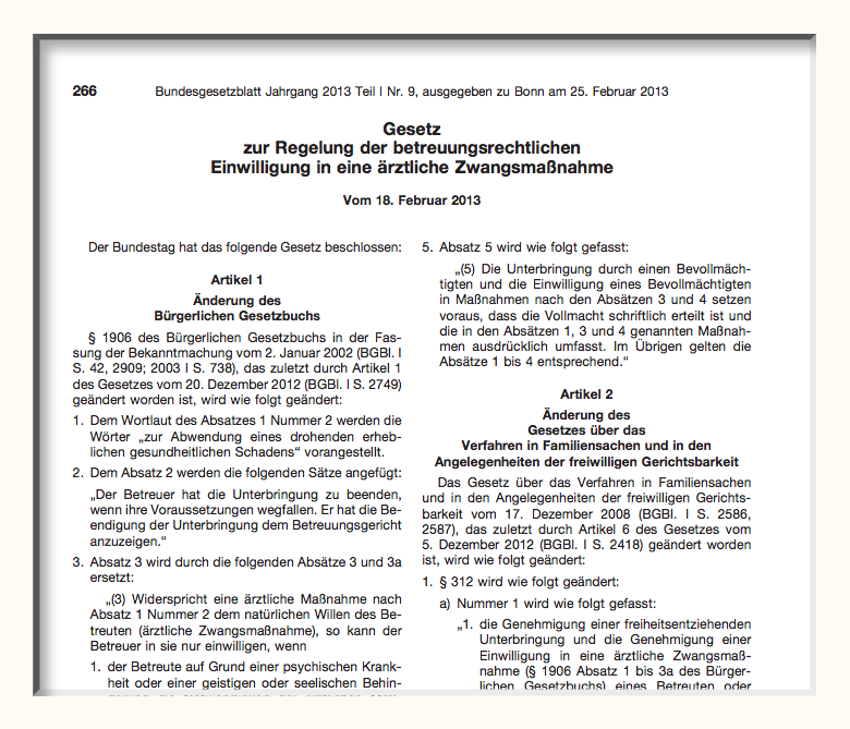 Bundesgesetzblatt Betreuungsrecht Neufassung